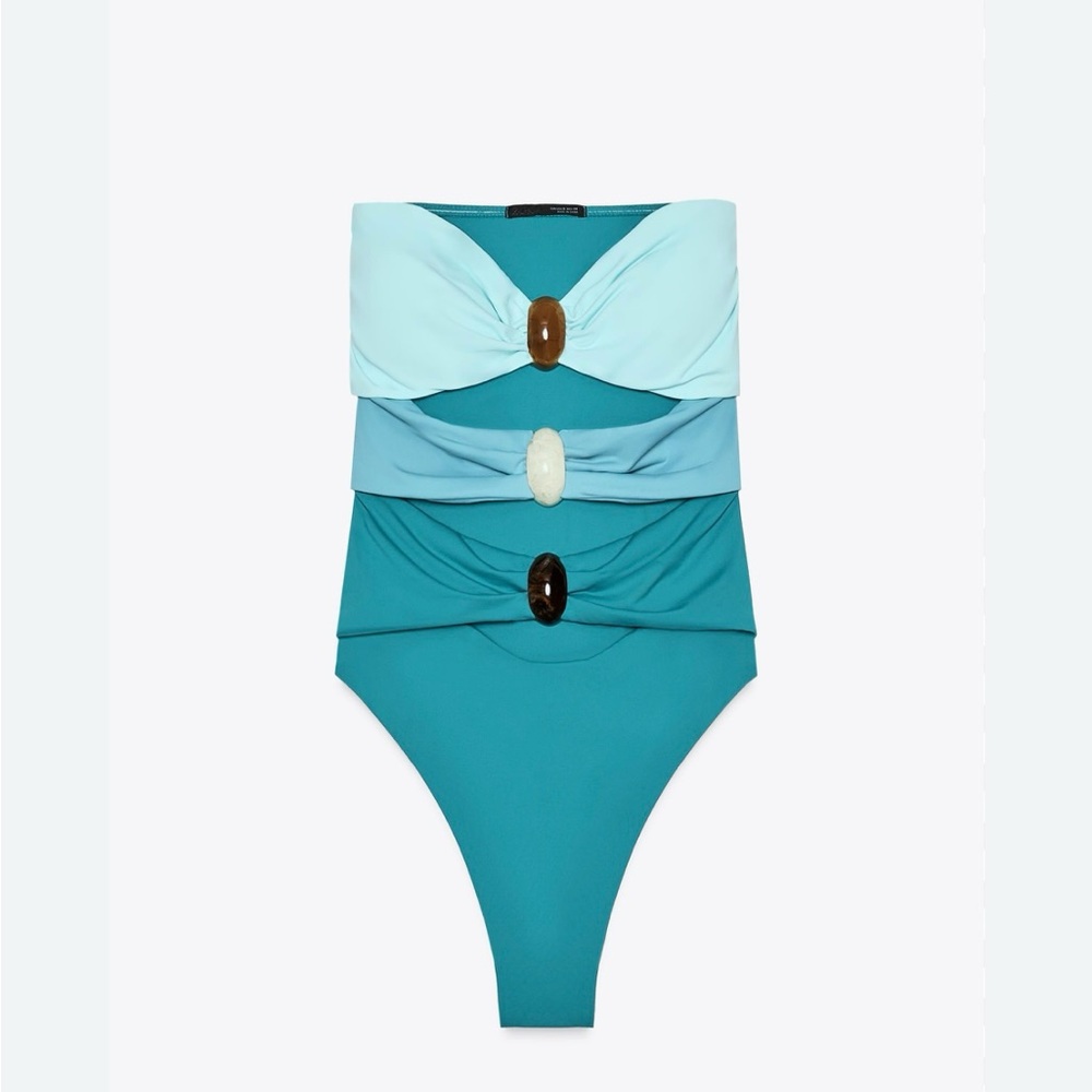 Teal and Blue One-Piece Swimsuit